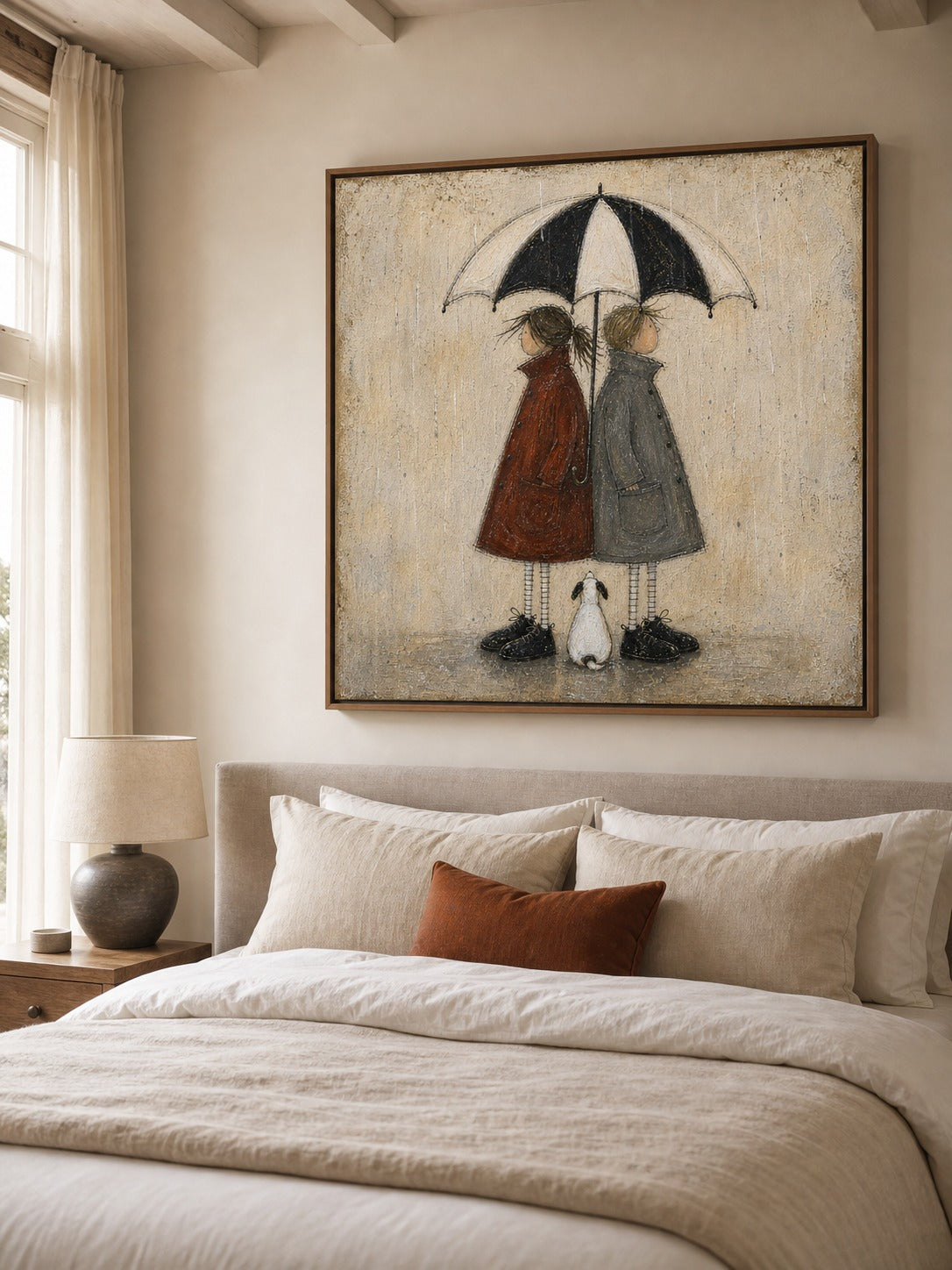 Couple Wall Art Romantic Umbrella Oil Painting For Wedding Gift Decor-SJ#0183