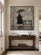 Dog Wall Art Vintage Woman And Dog Oil Painting For Reading Nook Decor-SJ#0179