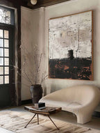 Large Black and Gray Abstract Art Canvas for Sale Black and Gray Abstract Textured Wall Painting –SJ#0170