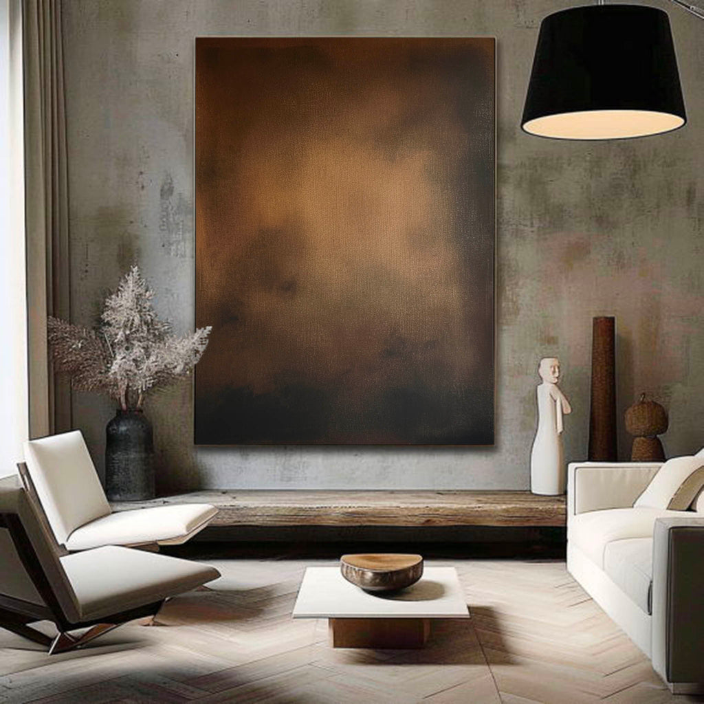 Large Brown And Black Minimalist Abstract Painting Original Black Brown Minimalist Wall Art-SJ#0254