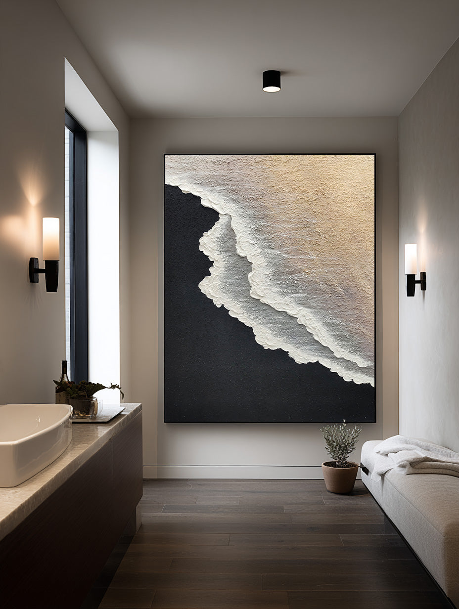 Minimalist Blue Ocean Painting Large Blue Ocean Wall-SJ#0204