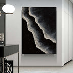 Minimalist Original Black And White Wave Painting Bl-SJ#0206