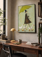 Organic Modern Wall Art Vintage Figure Oil Painting With Geese For Living Room-SJ#0192
