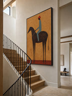 Original Equestrian Oil Painting Canvas Handmade Minimalist Rider Oil Painting-SJ#0237