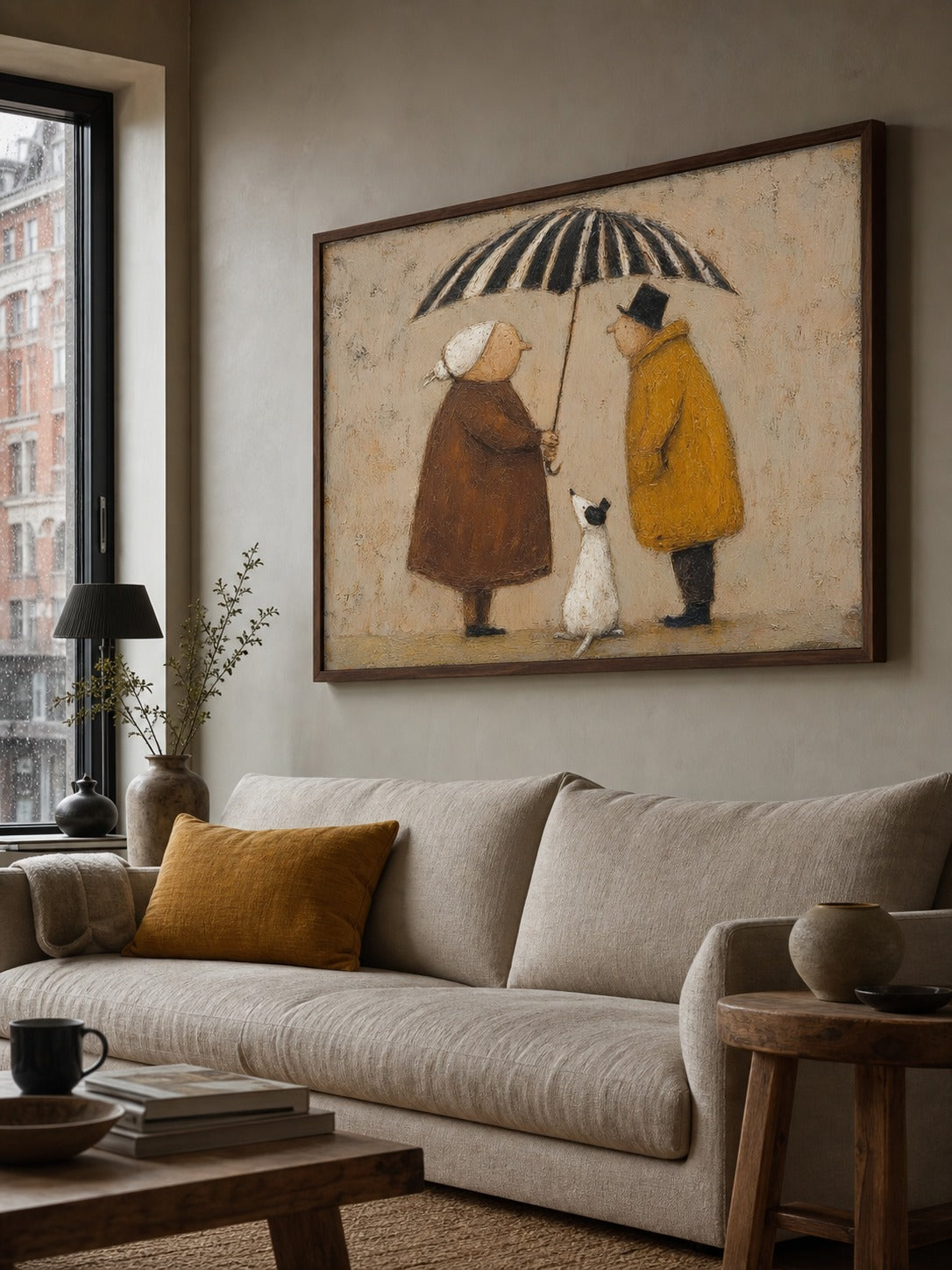 Quiet Living Room Wall Art Vintage Figures With Dog Painting On Canvas Gallery - View 5 | Seegart Abstract Art