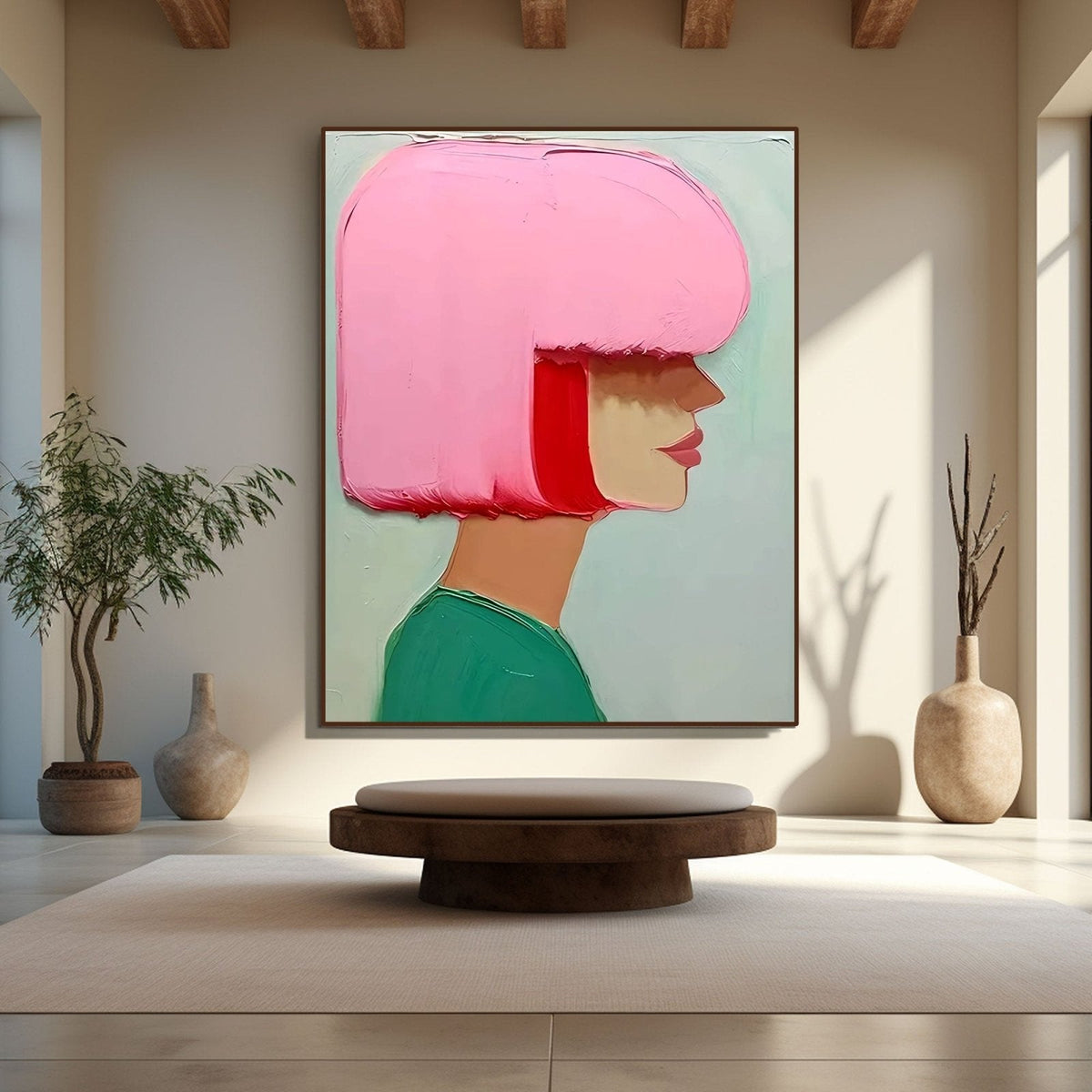 Large Pink Textured Colorful Abstract Acrylic Modern Wall Art On Canvas-SJ#0335