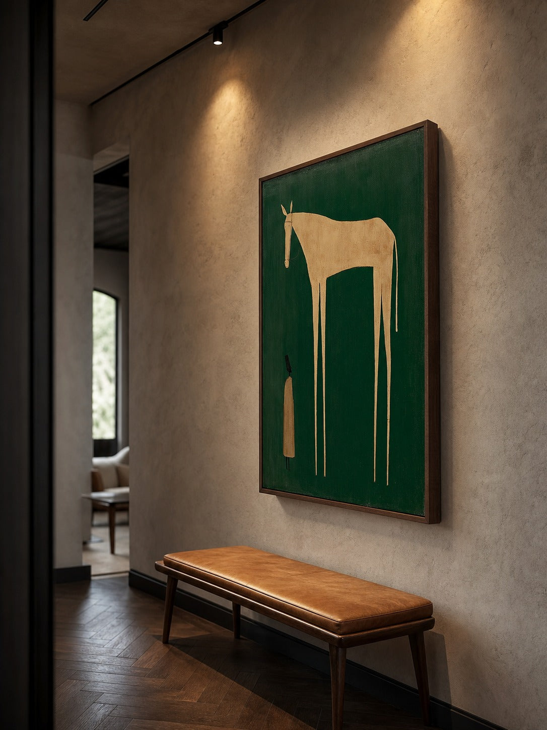 Unique Beige Horse And Figure Painting Original Canvas Art For Home Wall - View 5 | Seegart Abstract Art