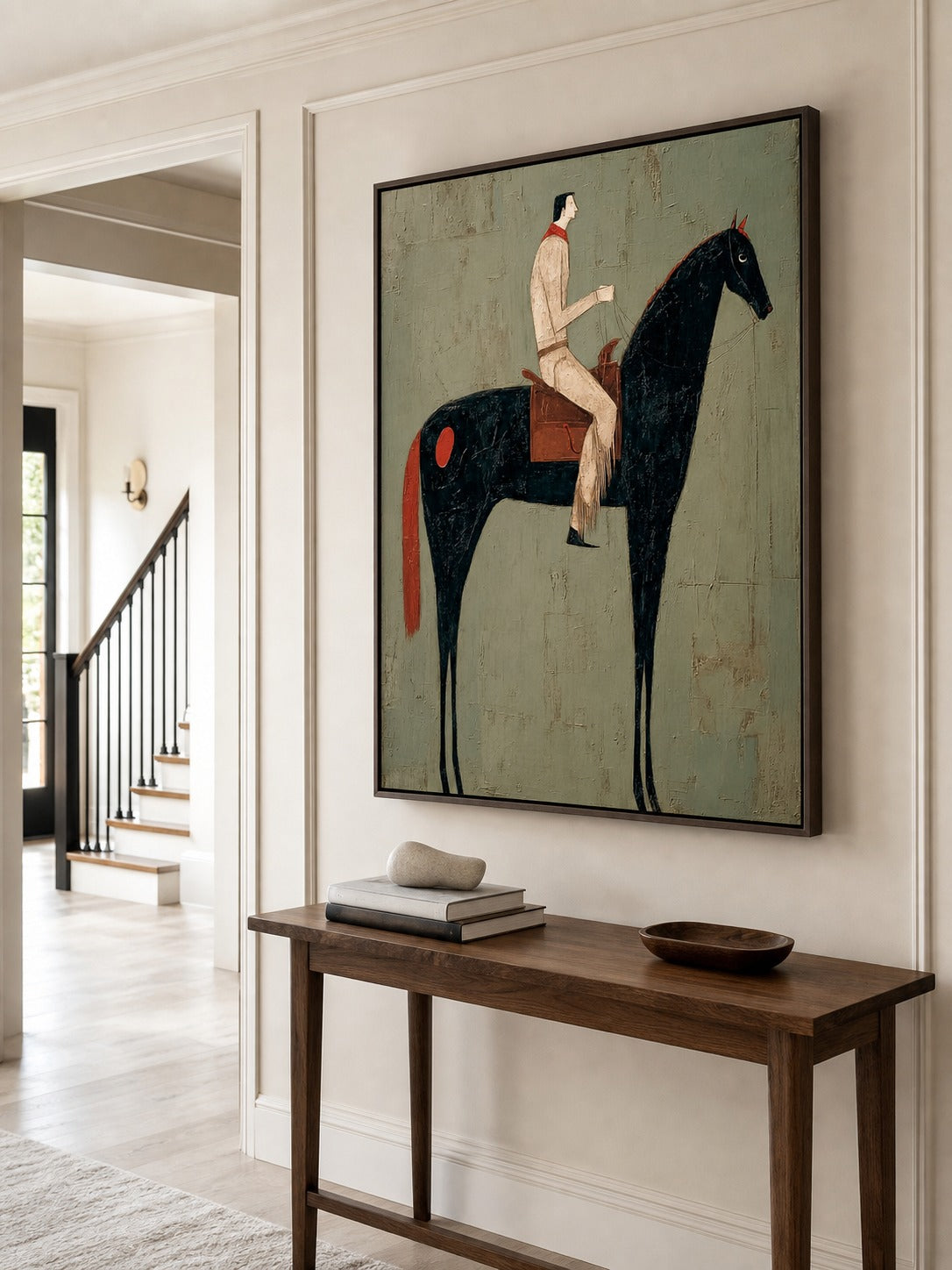 Vintage Equestrian Abstract Oil Painting Canvas Art Large Equestrian Abstract Oil Painting - Texture Detail Closeup | Seegart