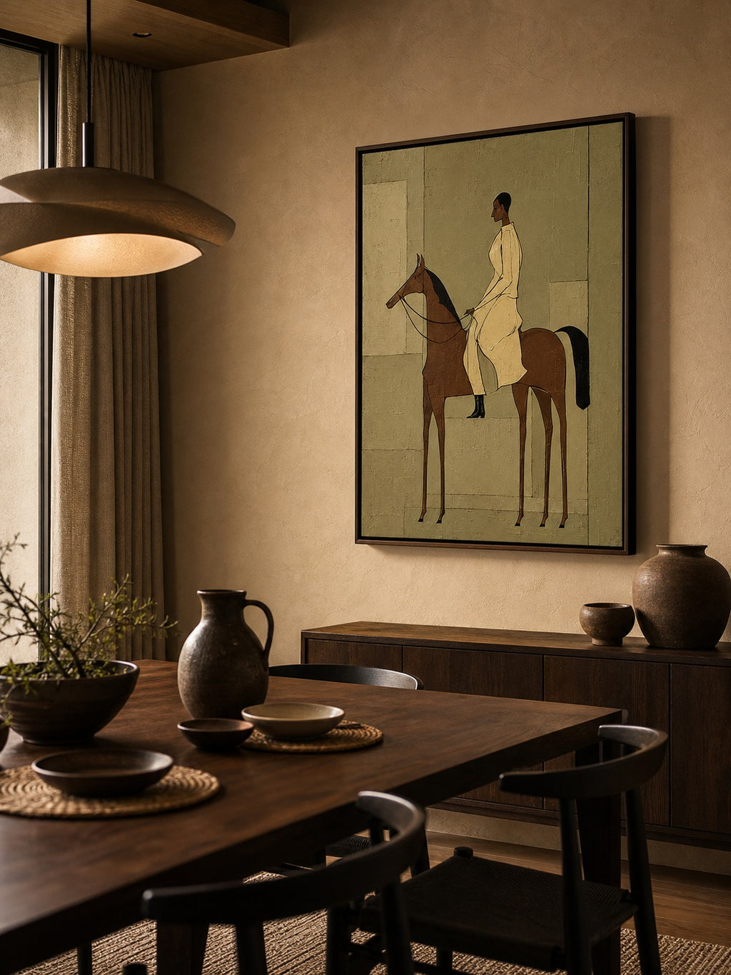 Vintage Equestrian Oil Painting Woman On Horse Retro Wall Art For Living Room Decor-SJ#0229