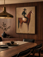 Vintage Minimalist Horse Painting Framed Cowboy Canvas Wall Art For Bedroom Sanctuary-SJ#0233