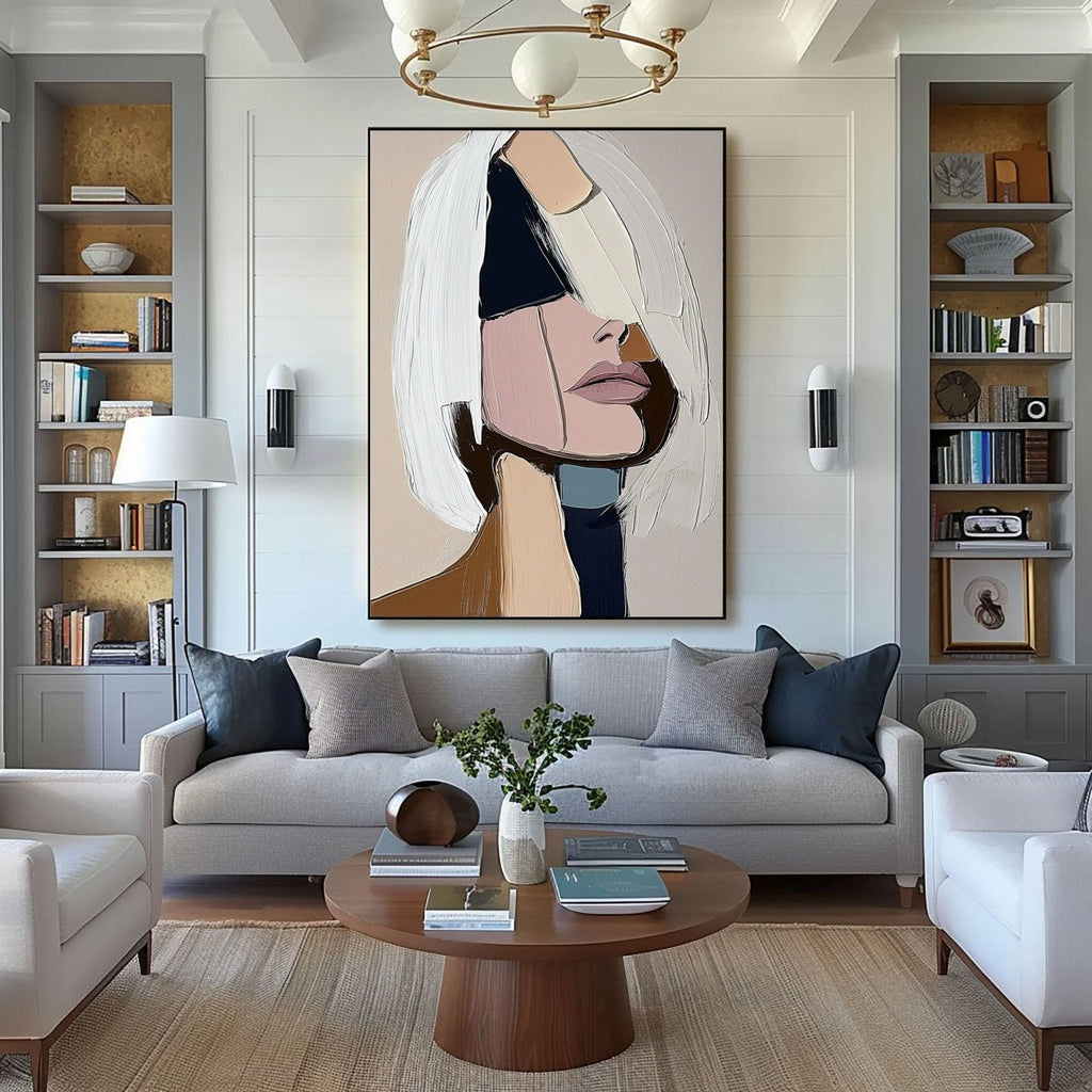 Abstract Geometric Woman Portrait _ Modern Face Canvas -SJ#0347