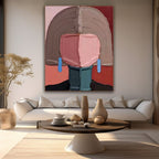 Mauve and Pink 3D Textured Abstract Modern Wall Art On Canvas People Subject-SJ#0336