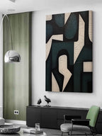 Large White And Green Textured Painting Wabi Sabi Wall Art White And Green Minimalist Art Decor –SJ#0095