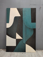 Wabi Sabi Wall Art Green and Blue Texture Painting Green and Blue Minimalist Abstract Canvas Art – SJ#0094