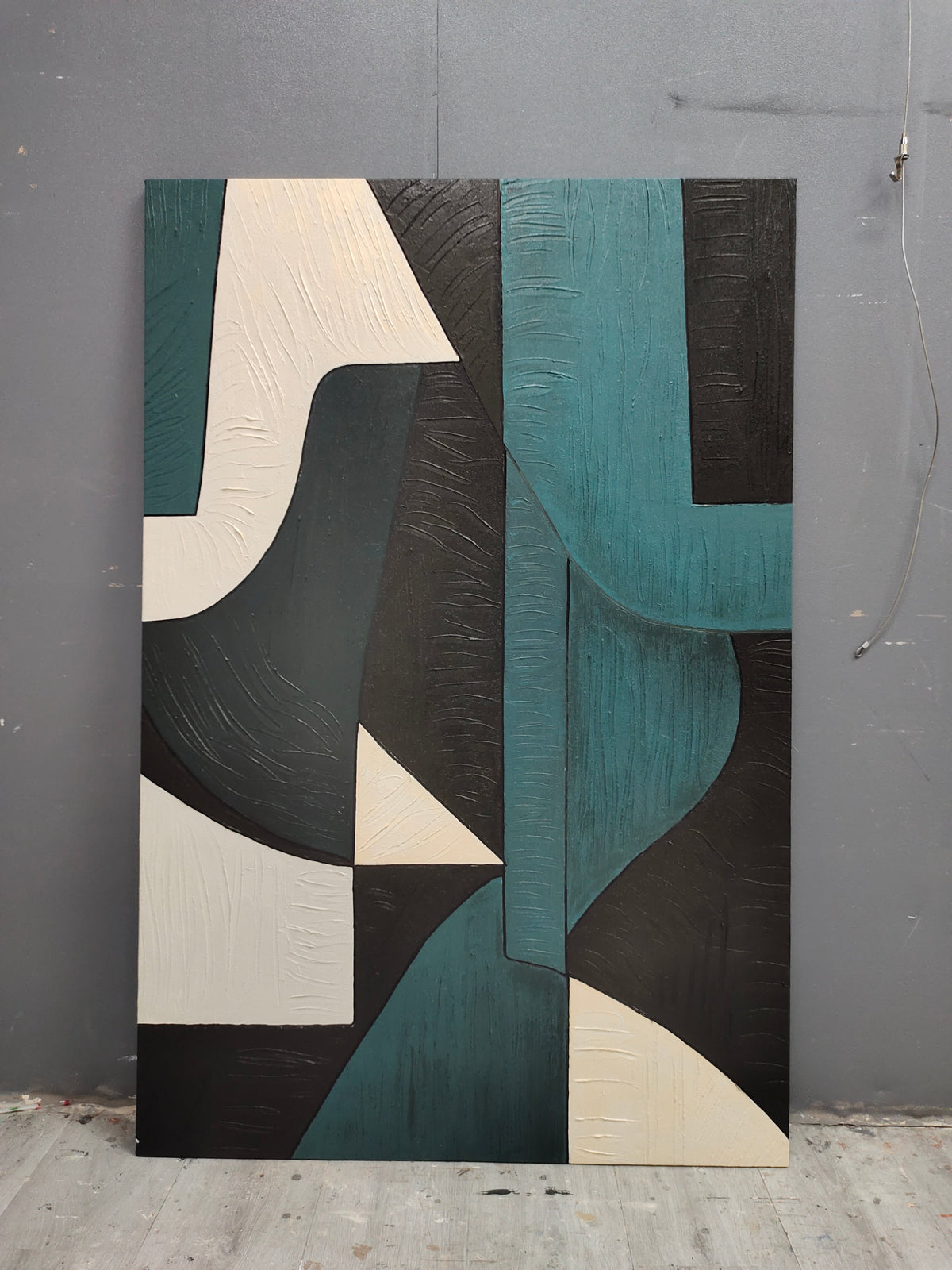 Wabi Sabi Wall Art Green and Blue Texture Painting Green and Blue Minimalist Abstract Canvas Art – SJ#0094