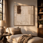 Hand Painted Textured Wall Art, Neutral Abstract Canvas Painting, Large Cream Brown Organic Modern Decor - #SJ0330