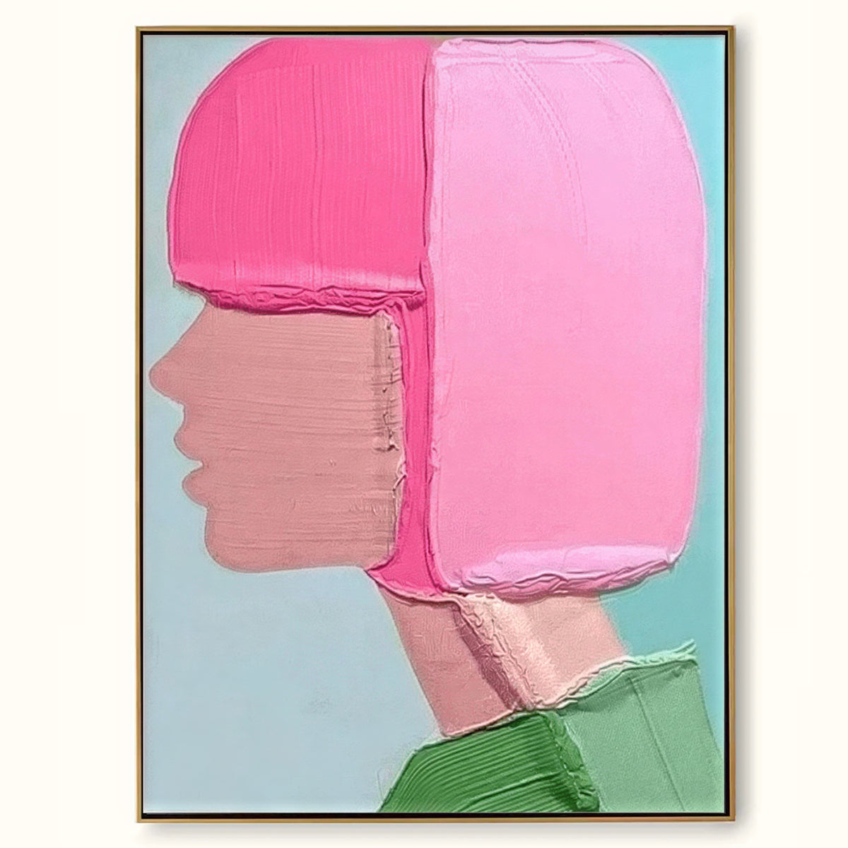 Large Thick Textured Mauve Pink and Brown People Abstract Modern Wall Art-SJ#0339