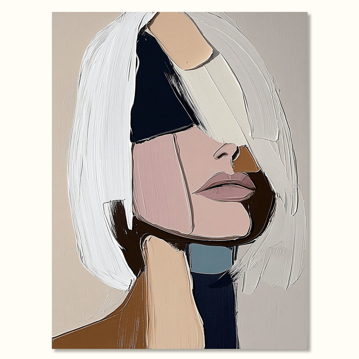 Abstract Geometric Woman Portrait _ Modern Face Canvas -SJ#0347