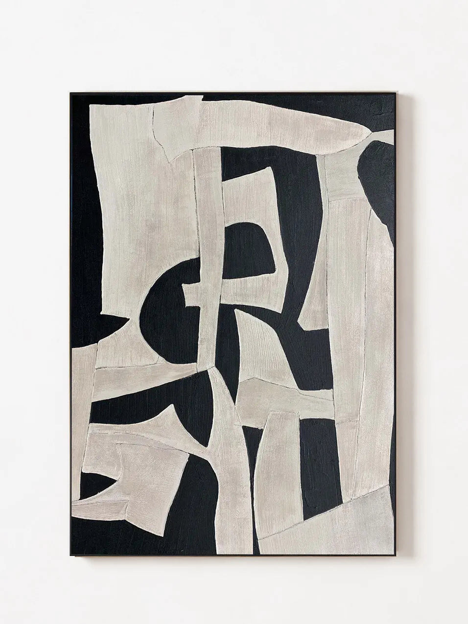 Black Beige Abstract Wall Art Large Textured Modern Painting Wabi Sabi Minimalist Canvas - Main Product Image | Seegart