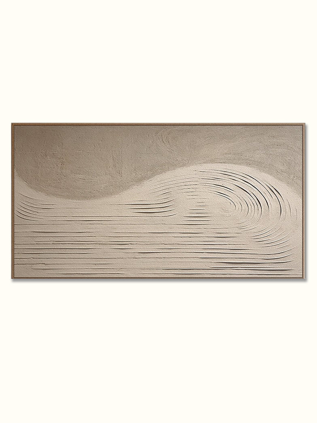 Handmade Cream Beige Painting, 3D Textured Abstract Wall Art, Minimalist Canvas Art for Living Room Decor