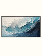 Blue Crashing Wave and White Foam Textured Wall Art