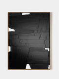 Textured Black and White Geometric Art – Framed Minimalist Plaster Wall Decor - Main Product Image | Seegart