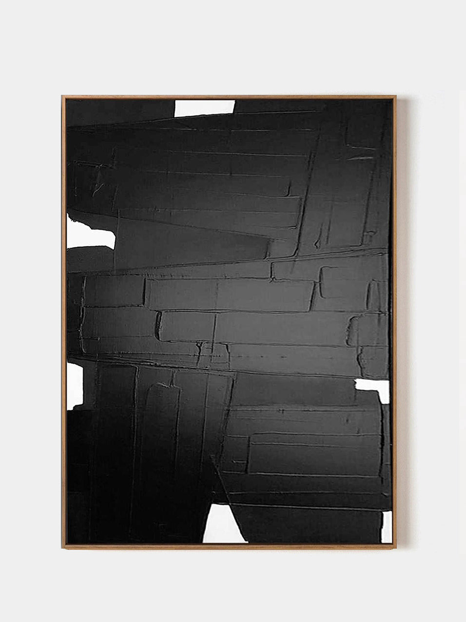 Textured Black and White Geometric Art – Framed Minimalist Plaster Wall Decor