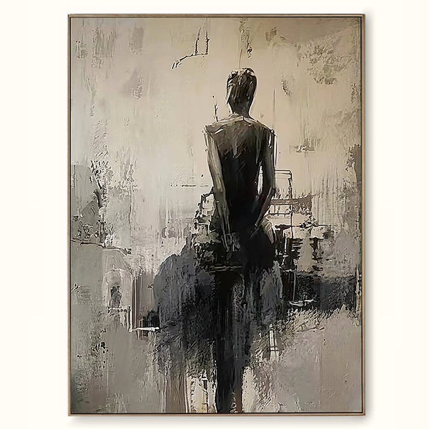 Abstract Ballerina in Black and Cream Wall Art