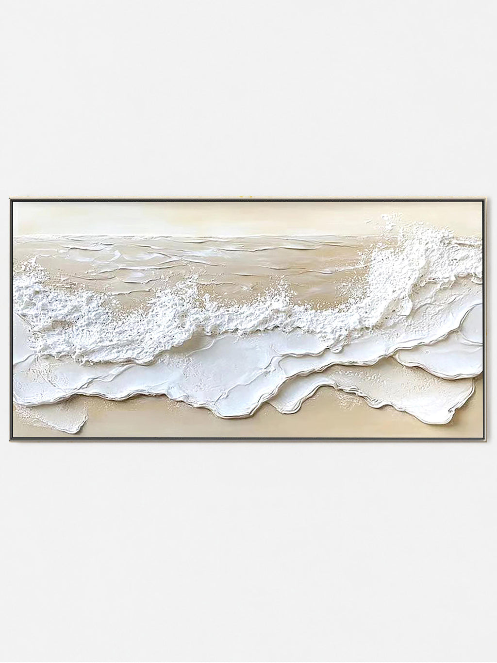 Textured Ocean Waves Painting 3D Beige Wabi-sabi Canvas Art - Main Product Image | Seegart