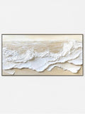 Textured Ocean Waves Painting 3D Beige Wabi-sabi Canvas Art - Main Product Image | Seegart