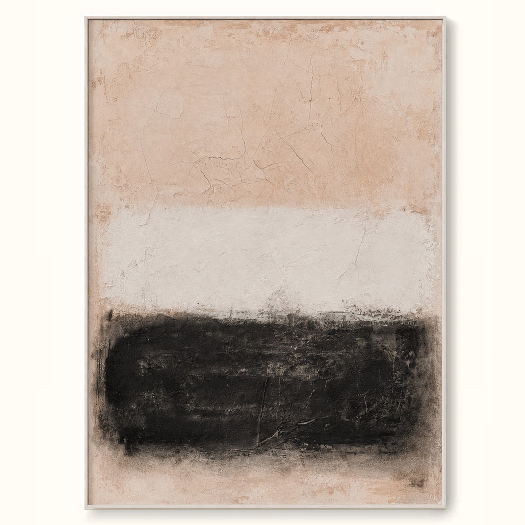Beige and Black Horizontal Band Abstract Wall Art