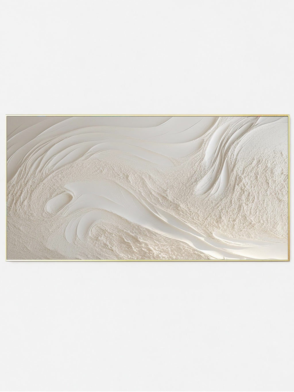 Hand Painted White Beach Oil Painting, Abstract Ocean Waves Art, Impasto Texture - Main Product Image | Seegart