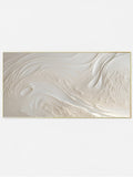 Hand Painted White Beach Oil Painting, Abstract Ocean Waves Art, Impasto Texture - Main Product Image | Seegart
