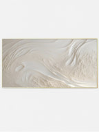 Hand Painted White Beach Oil Painting, Abstract Ocean Waves Art, Impasto Texture - Main Product Image | Seegart