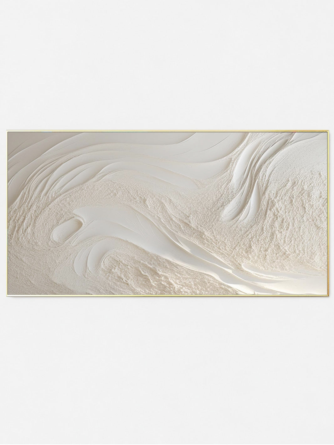 Hand Painted White Beach Oil Painting, Abstract Ocean Waves Art, Impasto Texture - Main Product Image | Seegart