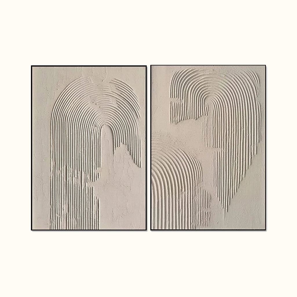 Beige & Brown Abstract Set of 2-#SJ0317