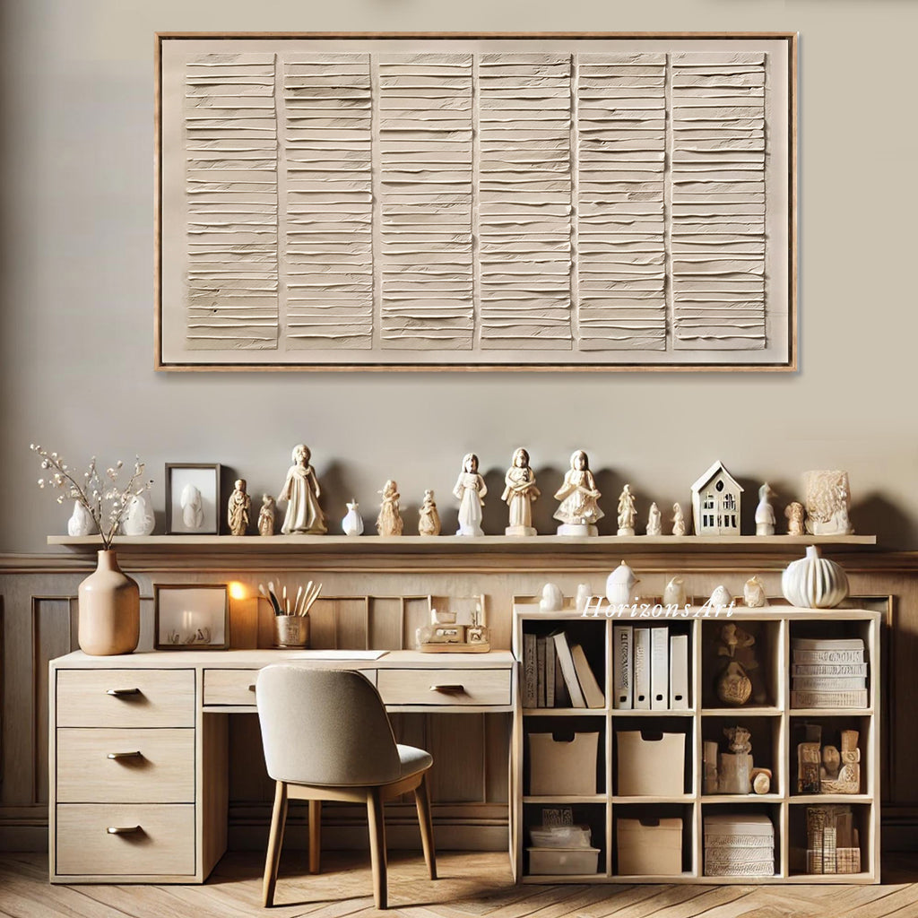 Large Beige 3D Textured Wall Art, Minimalist Painting,neutral Plaster Painting, Wabi-sabi Wall Art,handmade Painting, Modern Living Room Art -SJ#0334
