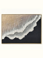 3D White And Black Minimalist Ocean Waves Art Large White And Black Minimalist Beach Pain-SJ#0201