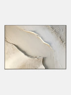 Large White Canvas Abstract Painting, Beige Minimalist Wall Art, Beige Textured Hand Painting, Modern Stylish Home Decor - Main Product Image | Seegart