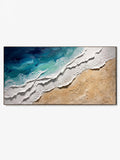Abstract Seascape Textured Oil Painting, Large Coastal Wave Wall Art, handmade 3D Impasto Seafoam Beach Canvas, modern Living Room Ocean Decor - Main Product Image | Seegart