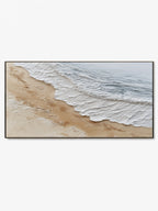 Heavy Textured Ocean Wave Painting Minimalist Beach Impasto Art on Canvas - Main Product Image | Seegart