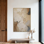 Hand-Painted Modern Floral Beige Vertical Wall Art Decor -SJ#0328