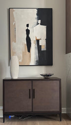Beige Abstract Canvas Art Beige Minimalist Painting Black and-SJ#0333