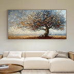 Neutral Tree of Life Oil Painting, 3D Textured Landscape Wall Art, Nature Canvas Art for Home Decor -SJ#0287