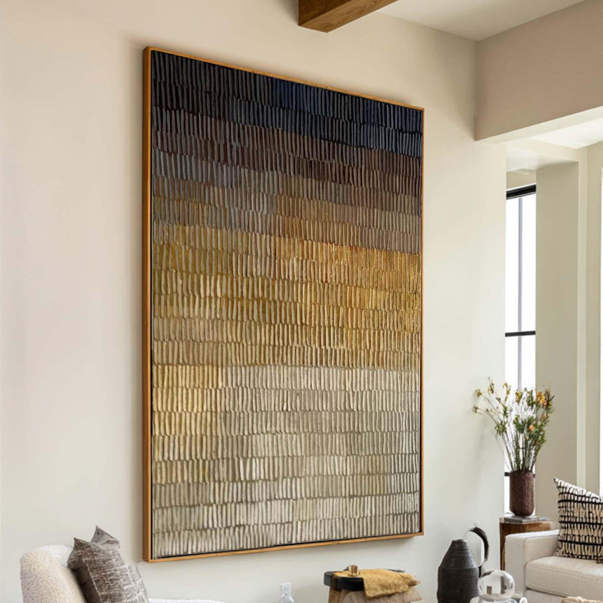 Wabi Sabi Abstract Painting Large Textured Neutral Wall Art Modern Minimalist Canvas - In Room Setting | Seegart Wall Art