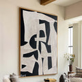 Black Beige Abstract Wall Art Large Textured Modern Painting Wabi Sabi Minimalist Canvas -SJ#0293