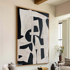 Black Beige Abstract Wall Art Large Textured Modern Painting Wabi Sabi Minimalist Canvas -SJ#0293