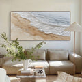 Heavy Textured Ocean Wave Painting_ Minimalist Beach Impasto Art on Canvas - SJ#0280