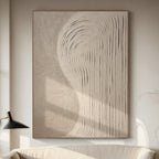 Handmade Cream Beige Painting, 3D Textured Abstract Wall Art, Minimalist Canvas Art for Living Room Decor -SJ#0297