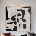 Large Black White Abstract Painting Contemporary Textured Wall Art Modern Minimalist Canvas -SJ#0313